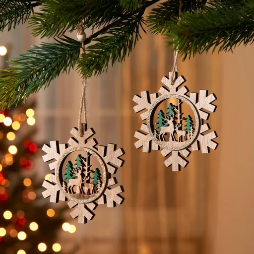 Aplicatie din lemn fulg de nea