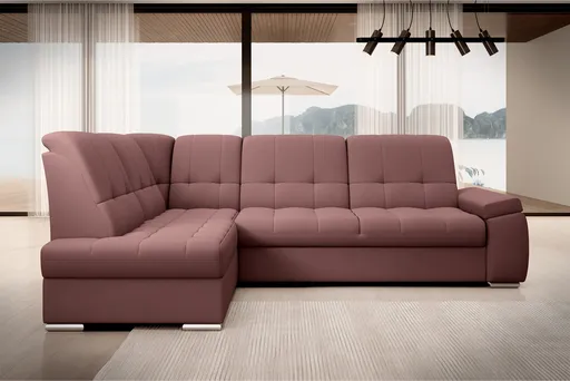 Coltar extensibil stanga 3 locuri ELTAP, LT-24VE, Sado, 272x192x95 cm, lemn/poliester, roz inchis