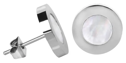 Troli Cercei din oțel cu un centru sidefat Steel