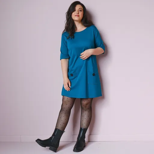 Tunică de culoare solidă cu mâneci scurte, tricotată Milano