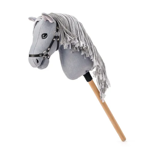 Faunica Hobby horse Apollo, gri,cal pe bară, coamă din sfoară, gri