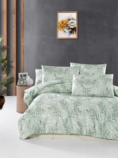 Lenjerie de pat pentru o persoana, L'essentiel Maison, Marfa, Verde/Alb