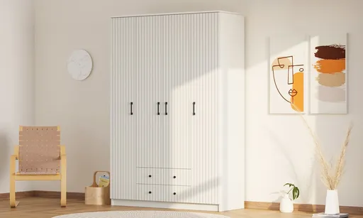 Dulap pentru haine, Hanah Home, Rb-185-03, 140x210x52 cm, Alb mat