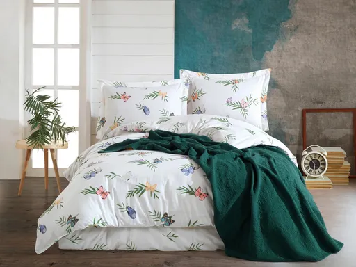 Lenjerie de pat dubla Super King (EU) (IT), L'essentiel Maison, Crips, Alb / Verde / Albastru / Roz