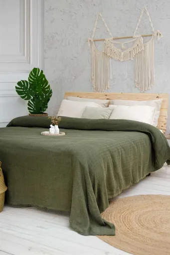 Cuvertura matlasata dubla, L'essentiel Maison, Marla, Bumbac reciclat, Kaki