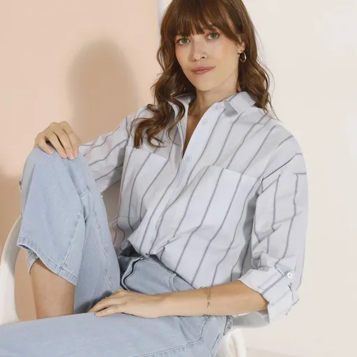 Cămașă oversize cu dungi