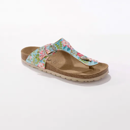 Șlapi cu catarama din metal, turcoaz