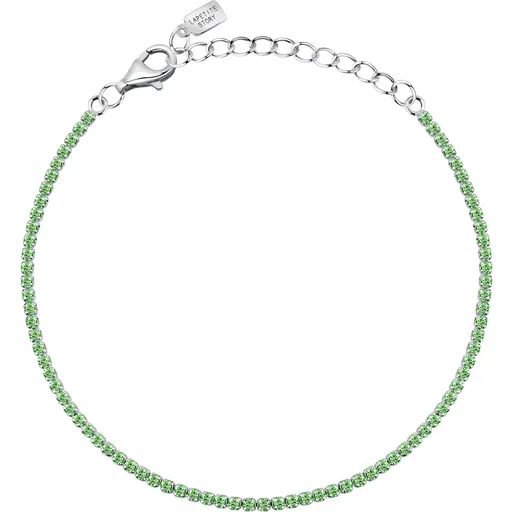 La Petite Story Brățară tenis din argint cu pietre de zircon verde Silver LPS05AWV36