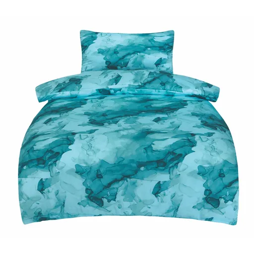 Lenjerie de pat din satin Deluxe Minerals turcoaz, 140 x 200 cm, 70 x 90 cm