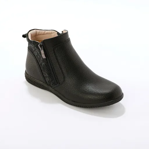 Botine din piele cu fermoar dublu