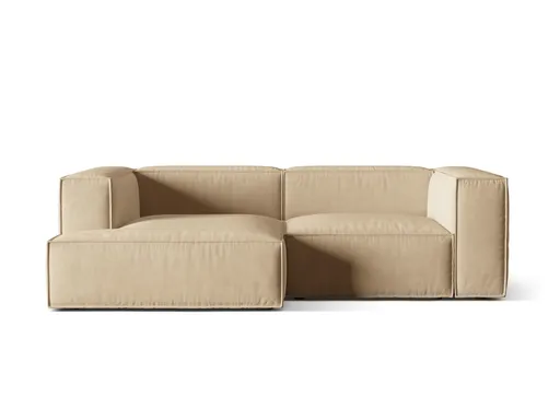 Coltar modular stanga 3 locuri, Nuria-88, Micadoni Home, 252x147x72 cm, catifea, bej nude
