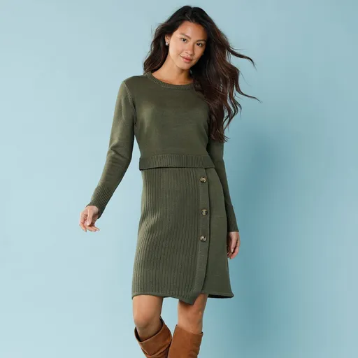 Rochie tricotată cu efect de teacă, pentru o siluetă mai subțire