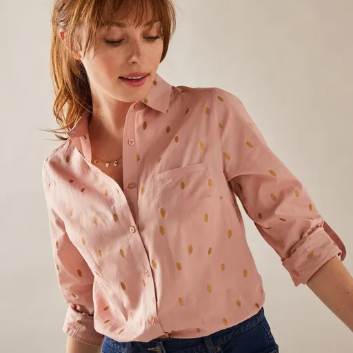 Bluză cămașă cu imprimeu auriu
