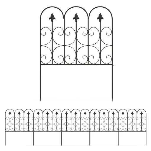 Outsunny Set de 5 garduri de grădină decorative din sârmă metalică antirugină pentru exterior, negru | Aosom Romania