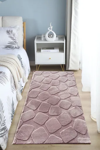 Covor 3D cu model in relief, Stone, Heinner, 80x150 cm, poliester, maro