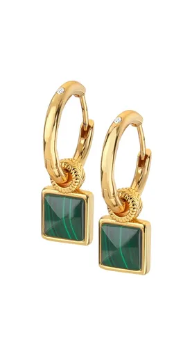 Hot Diamonds Cercei rotunzi de lux cu diamante și malachit 2în1 Jac Jossa Hope DE713