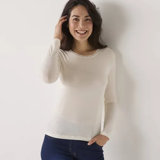 Tricou cald cu mânecă lungă, amestec de lână