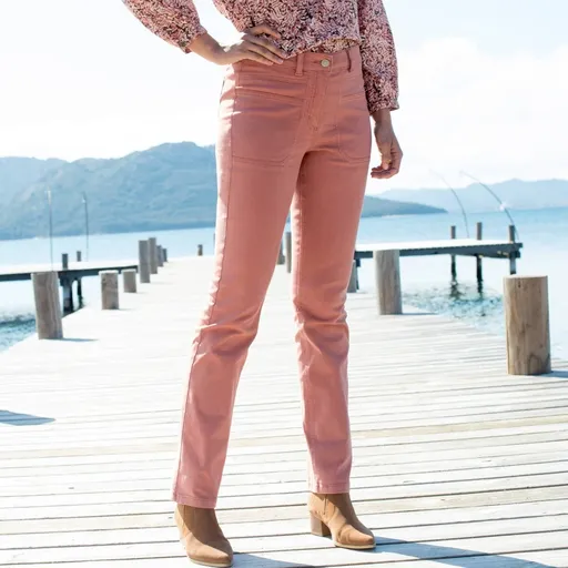 Pantaloni drepți cu buzunare aplicate