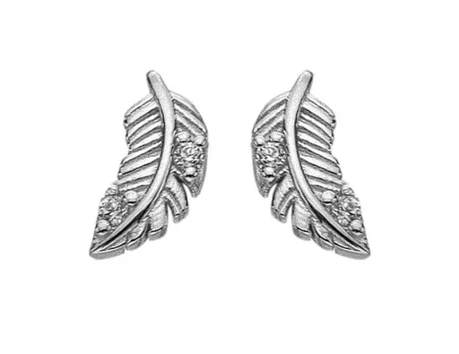 Hot Diamonds Cercei din argint Pană cu zircon cubic Silver Whisper SWE008