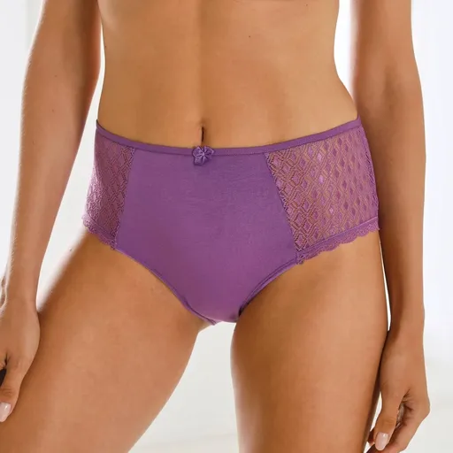 Set de 2 chiloți maxi Coria din bumbac și dantelă, culoare uni, de la Confidence Lingerie