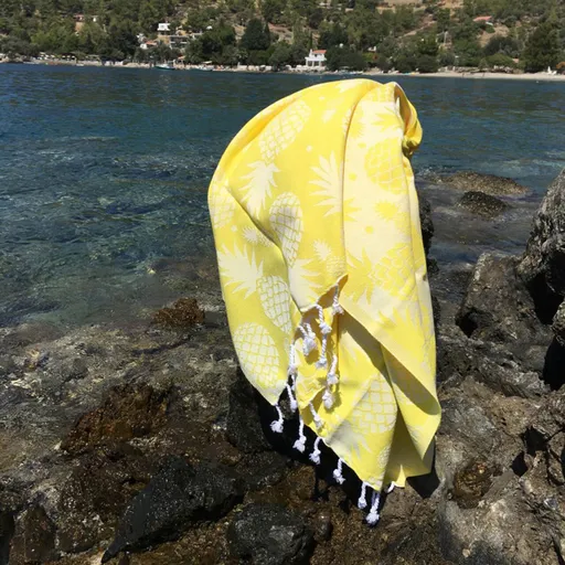 Prosop de plaja, L'essentiel Maison, Ananas, Bumbac, Galben