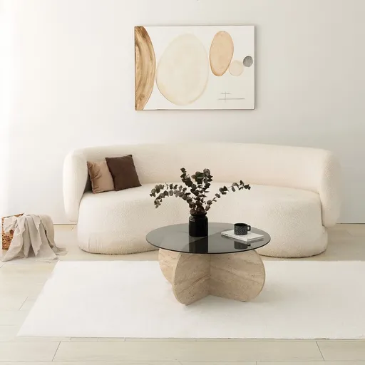 Masuta de cafea, Hanah Home, Bubble, Travertin / Fumure