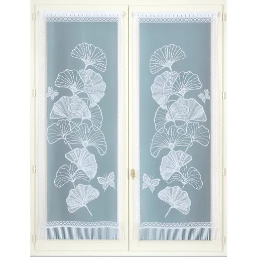 1 pereche de perdele simple din dantelă cu motiv de frunze de ginkgo