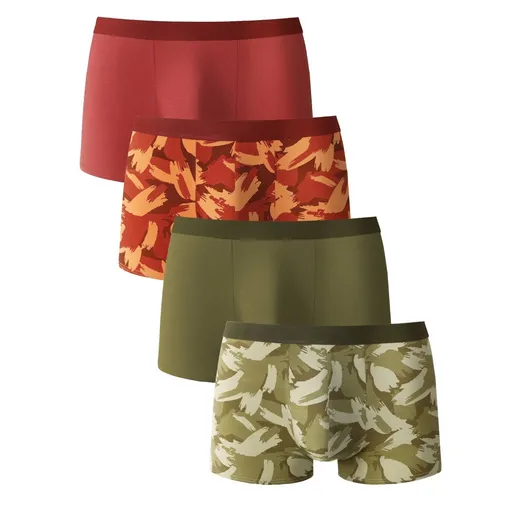 Set de 4 boxeri cu talie elastică și imprimeu + culoare solidă