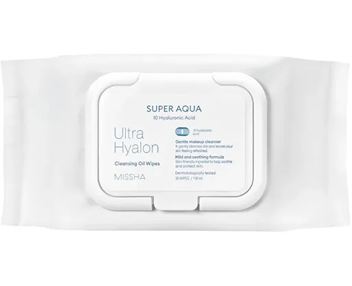 Missha Șervețele faciale exfoliante Super Aqua Ultra Hyalon (Cleansing Oil Wipes) 30 buc