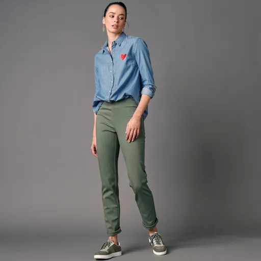 Pantaloni modelatori cu talie elastică și efect de abdomen plat