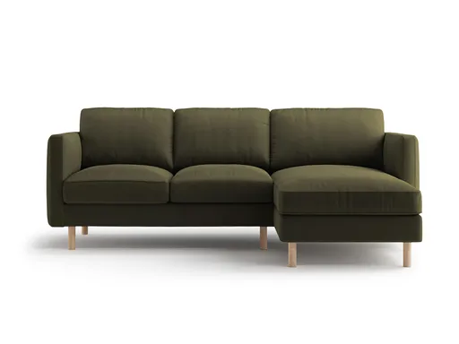 Coltar dreapta 3 locuri, Eden, Micadoni Home, 223x150x90 cm, catifea, verde muschi melanj
