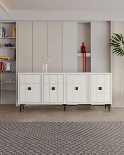 Consola, Hanah Home, Yuka 150, 150x75x32 cm, PAL , Alb