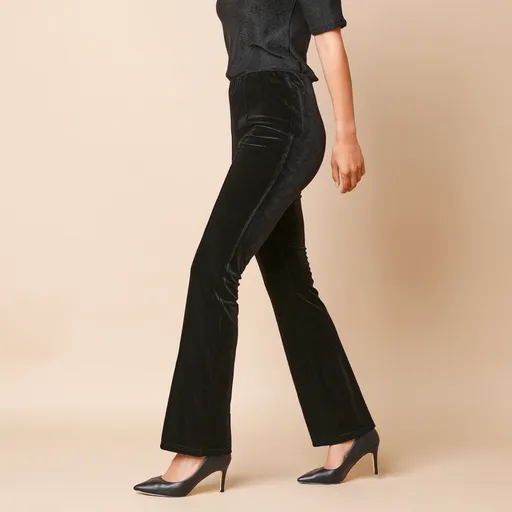 Colanți bootcut cu talie elastică, realizați din tricot catifelat