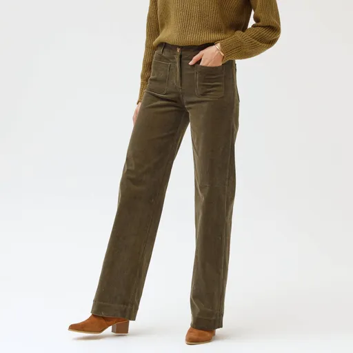 Pantaloni largi din catifea reiată, pentru înălțime medie