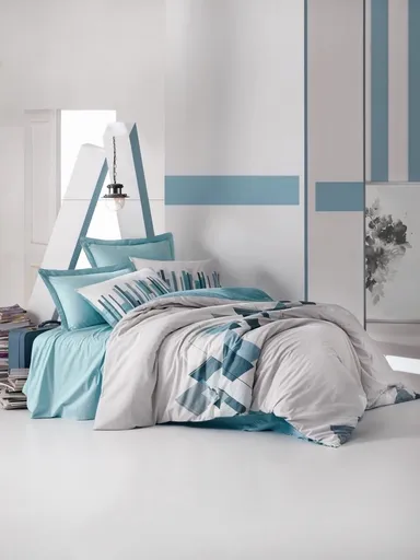 Lenjerie de pat dubla, 4 piese, 100% bumbac ranforce, Cotton Box, Nesto