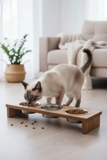 Bol pentru hrana animale de companie, Paws & Whiskers, Apvm17, MDF , Multicolor