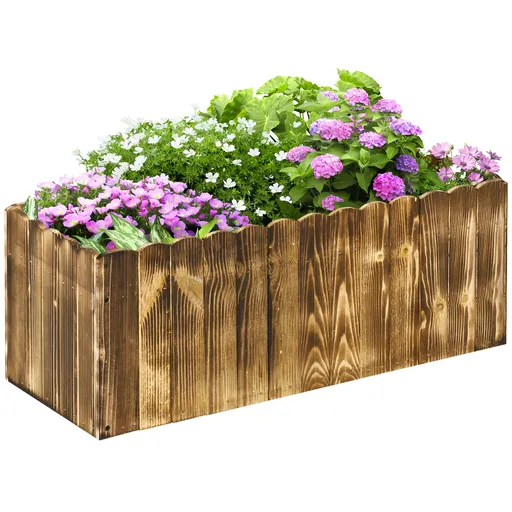 Outsunny Jardinieră de Grădină Dreptunghiulară pentru Plante, 80x33x30 cm, Lemn Natural | Aosom Romania
