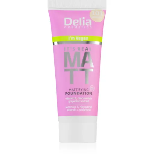 Delia Cosmetics It's Real Matt machiaj cu efect matifiant culoare 101 porcelain 30 ml