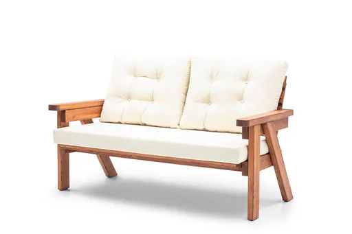 Canapea de gradina cu 3 locuri, Hanah Home, Abant, 161x88x80 cm, Crema/Nuca