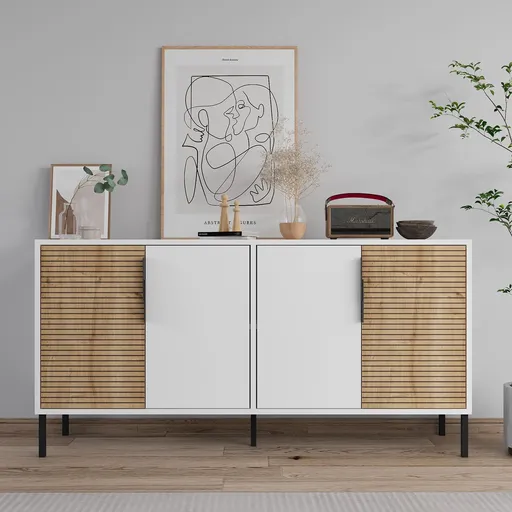 Consola, Hanah Home, Zerra, 150x75x36 cm, Stejar alb / safir