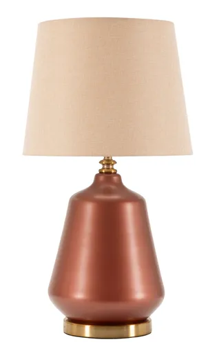 Lampa de masa Rosenthal -C, Mauro Ferretti,  1 x E27, 40W, 35.5x65 cm, sticla/fier/textil, maro/auriu