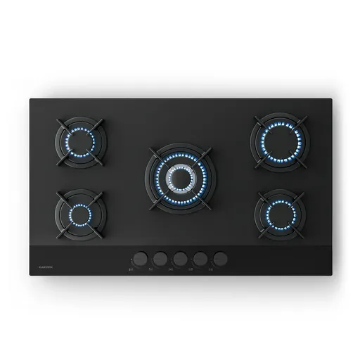 Klarstein Plita pe gaz Velaire, cu 5 arzătoare și aprindere electrică, compatibilă cu gaz natural și GPL, 10400 W, 90 cm.