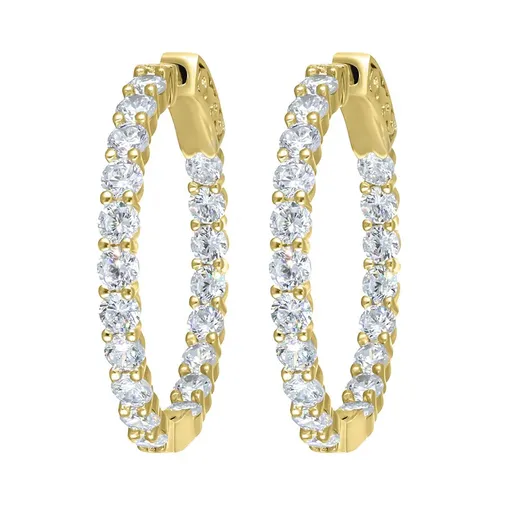 CRYSTalp Cercei rotunzi placați cu aur cu cristale Tennis 42336.G