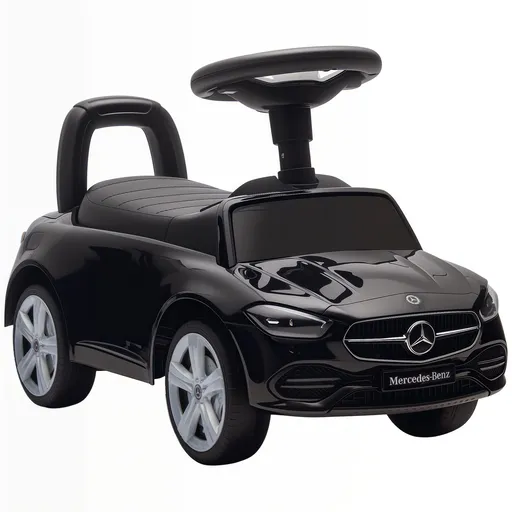 AIYAPLAY Mașinuță Electrică pentru Copii Licență Mercedes Benz cu Claxon și Spațiu Portaoggetti, 65x28x39 cm, Negru | Aosom Romania