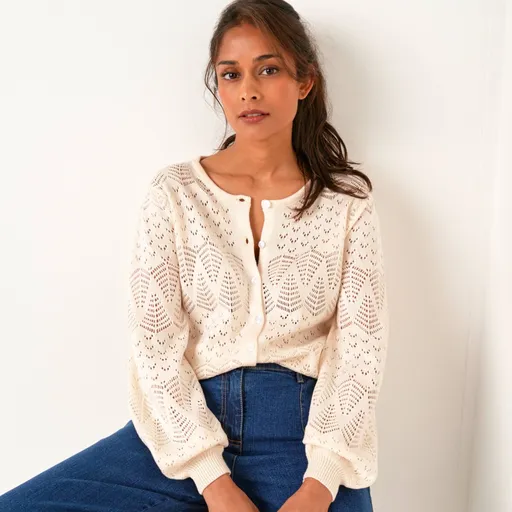 Cardigan cu model de ochiuri