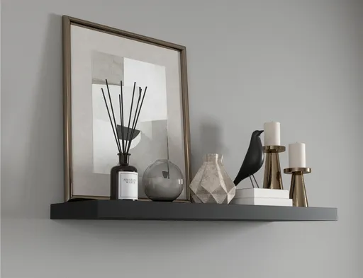 Raft de perete ELTAP, Gariss, 80x26x15 cm, PAL/PVC, negru