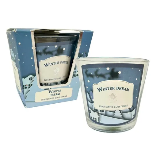 Lumânare Arome în sticlă, Vis de iarnă, 120 g, albastru