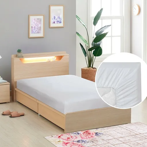 Cearceaf de pânză cu elastic, gri deschis, 90 x 200 cm, gri deschis