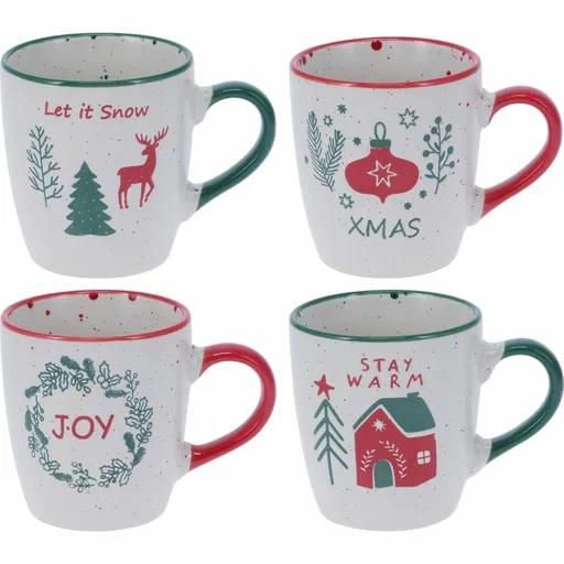 Set de 4 căni din ceramică Let It Snow 200 ml