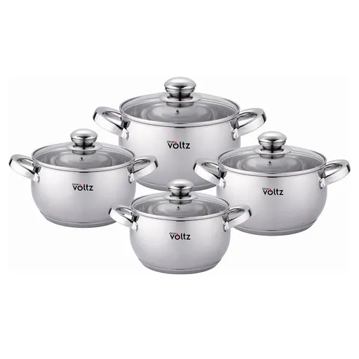 Set oale Oliver Voltz OV51210G8B, 8 piese, Fund multistrat, Inductie, Otel inoxidabil, Argintiu